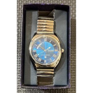 Rare Partial Boxed Stauer 43477 Men's Flex Watch Blue Face Calendar Disp. *READ*